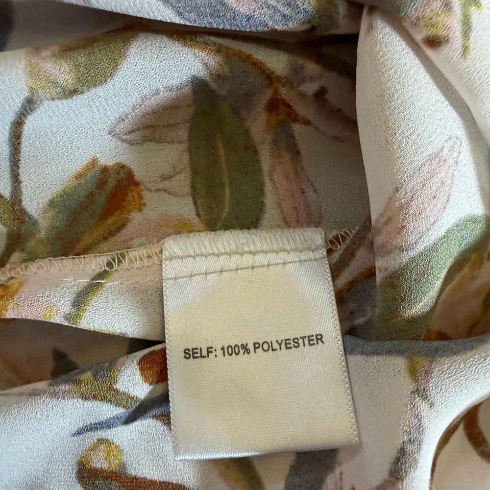 Rose + Olive Women Cream Floral Butterfly Sleeveless V-Neck Blouse Small - Picture 6 of 6
